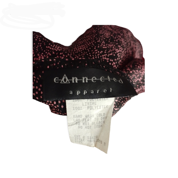 Womens vtg Sz 6 flutter slit sleeve Mock 2 pc Dress black pink white ribbed - Picture 2 of 7